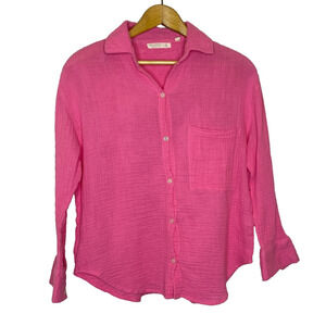 Women's Small Uncharted Threads Pink Cotton Gauze Button Down Shirt
